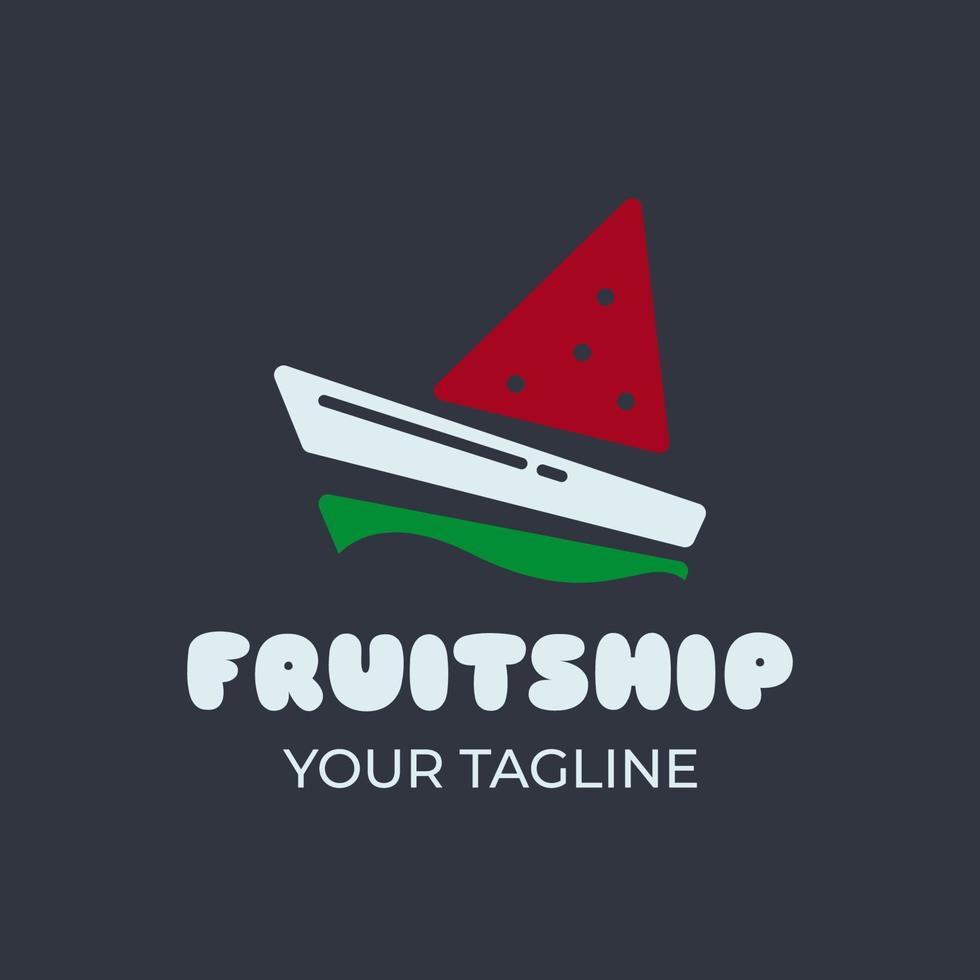 fruit piraten. combinatie vorm van watermeloen, schip en zeilboot. geschikt voor fruit winkel logo, natuurlijk producten, enz. vector