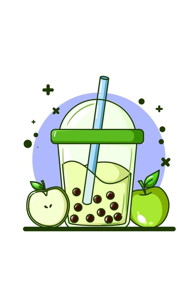 appelsmaak drankje met twee appels illustratie vector