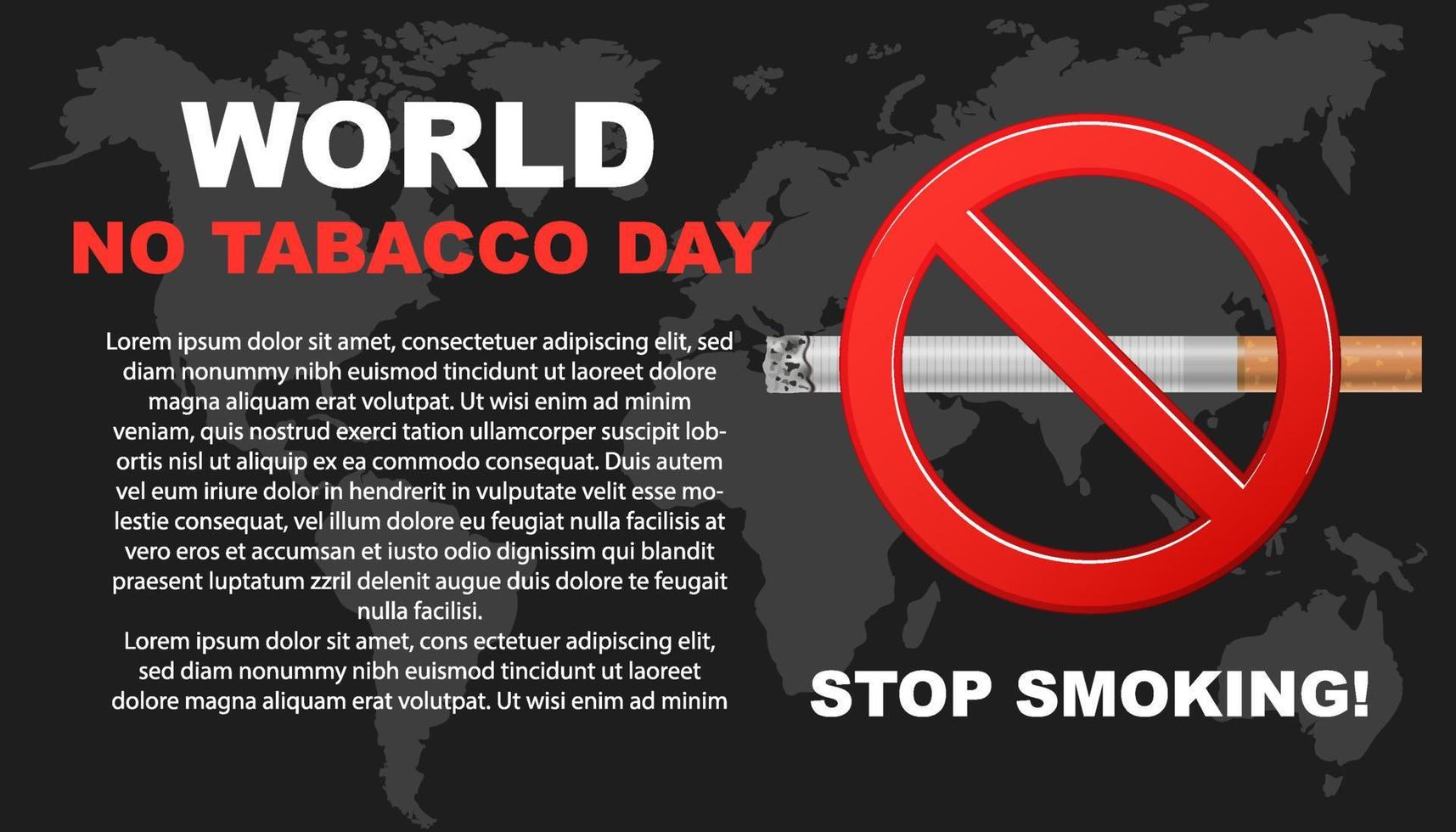 wereld Nee tabak dag hou op roken 31 mei verboden poster banier wereld kaart achtergrond vector