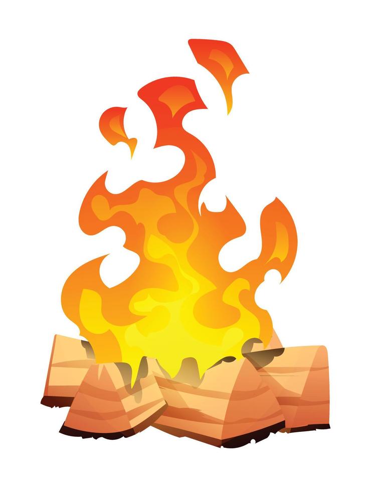 brandend vreugdevuur met hout tekenfilm illustratie vector