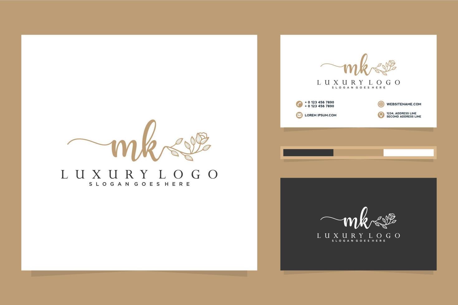 eerste mk vrouwelijk logo collecties en bedrijf kaart sjabloon premie vector