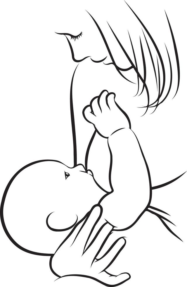 borstvoeding geeft lijn tekening. vector