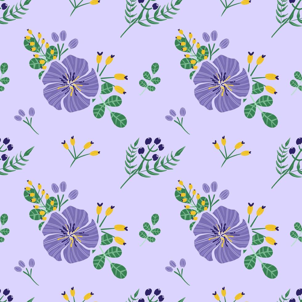 bloemen naadloos patroon. Purper bloem en natuur ornament achtergrond vector