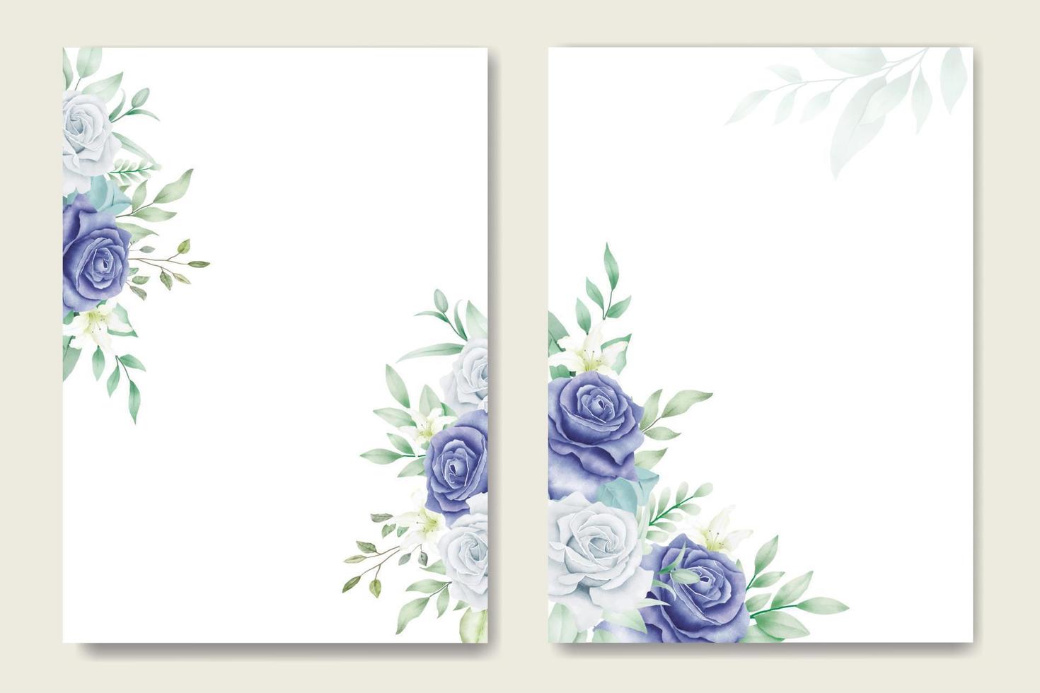 bruiloft uitnodiging met roos en blad marine blauw vector