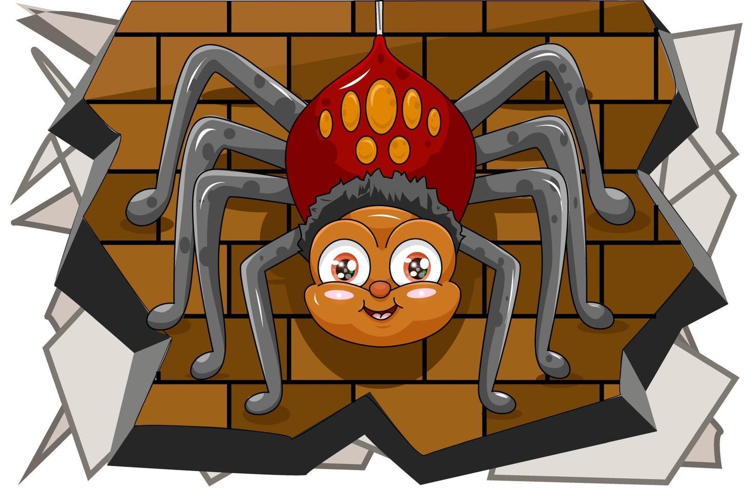 een mannelijke spin schattig opknoping op de muur, ontwerp dierlijk beeldverhaal vectorillustratie vector