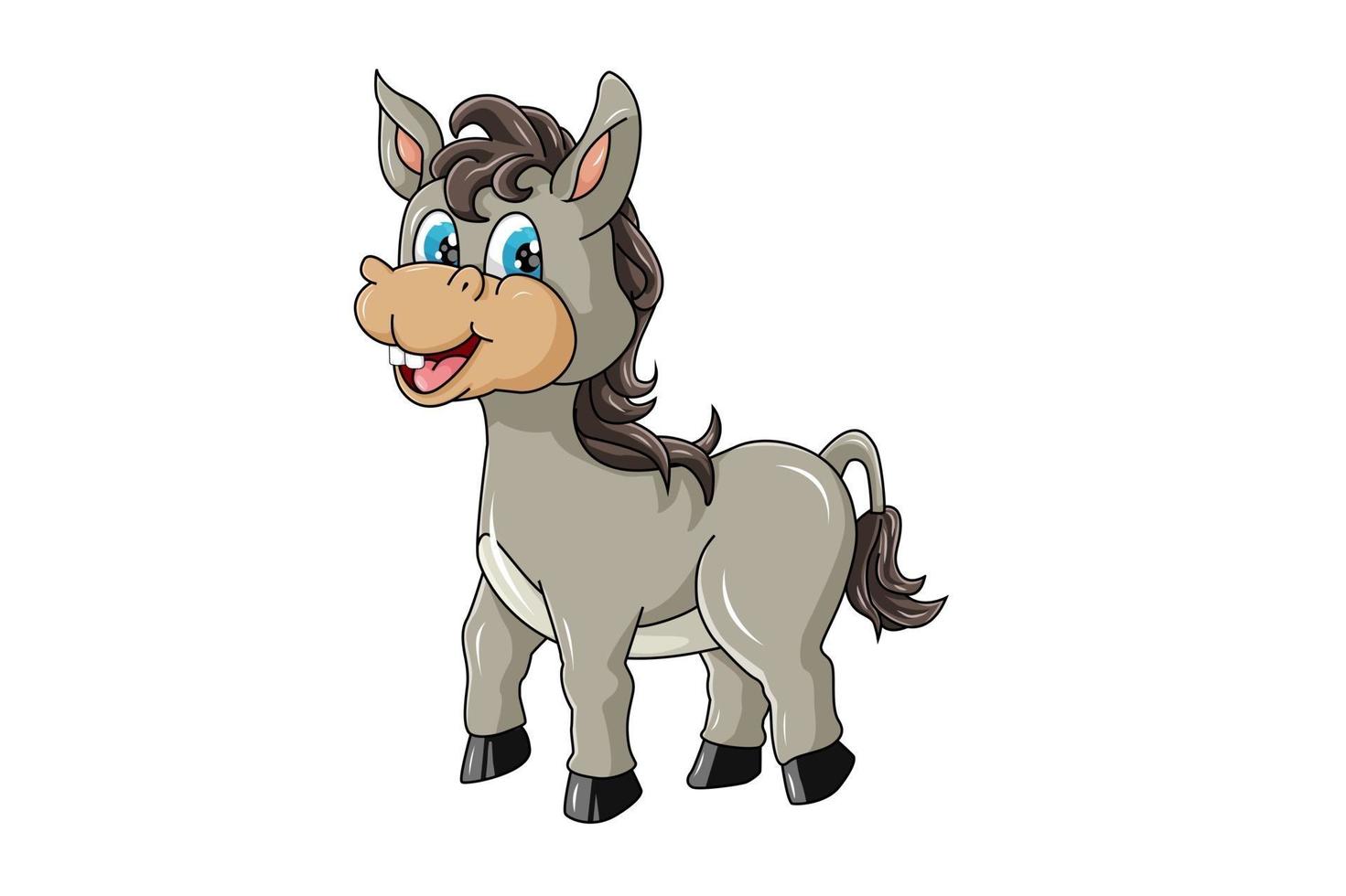 een schattige kleine ezel met blauwe ogen lachen, ontwerp cartoon vectorillustratie vector