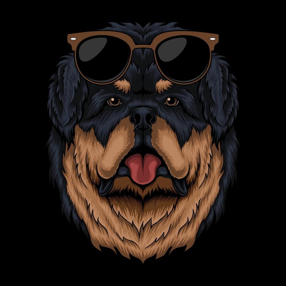 Tibetaanse mastiff brillen retro vectorillustratie vector