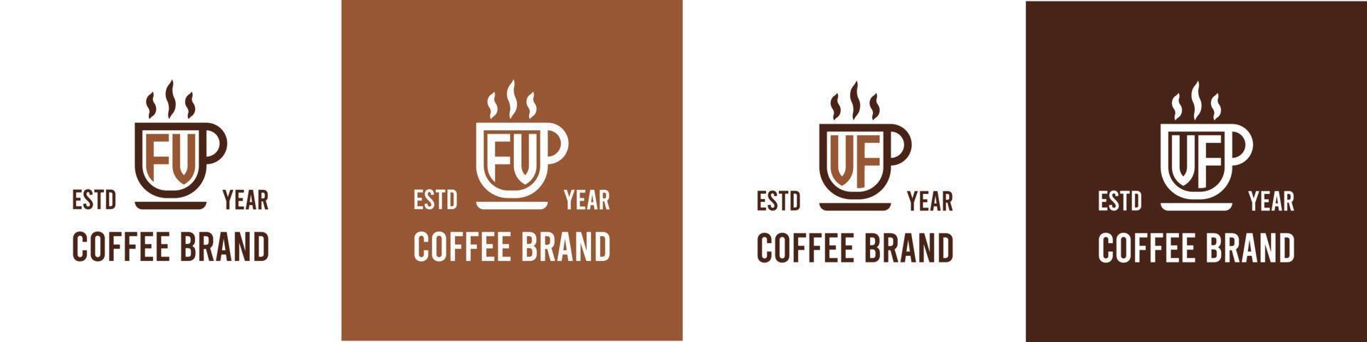 brief fv en vf koffie logo, geschikt voor ieder bedrijf verwant naar koffie, thee, of andere met fv of vf initialen. vector