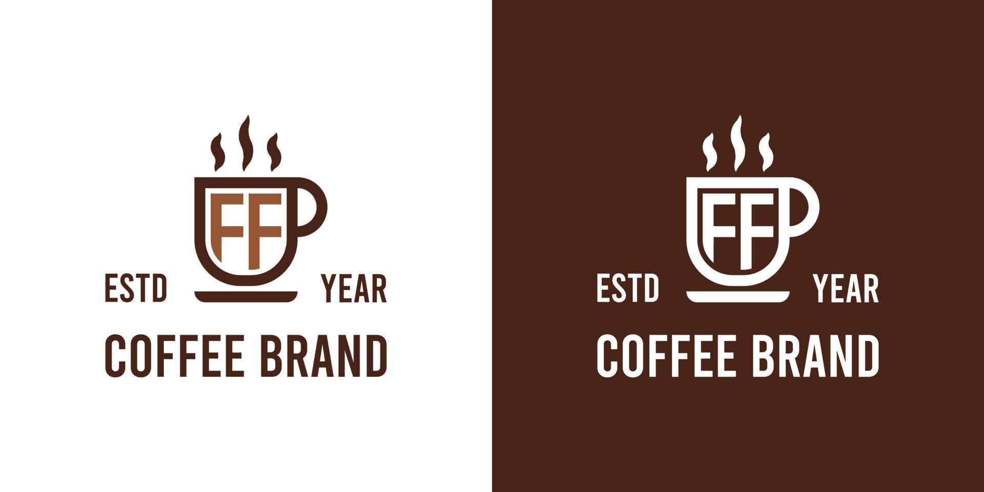 brief ff koffie logo, geschikt voor ieder bedrijf verwant naar koffie, thee, of andere met ff initialen. vector