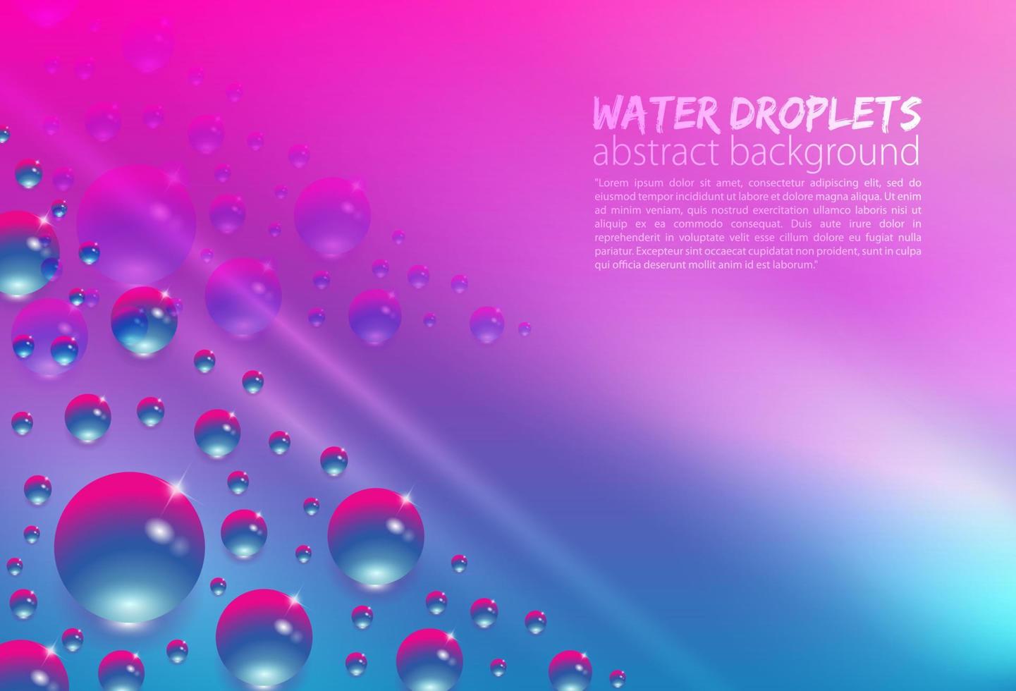 realistisch water druppels met reflectie geïsoleerd Aan helling kleur achtergrond vector
