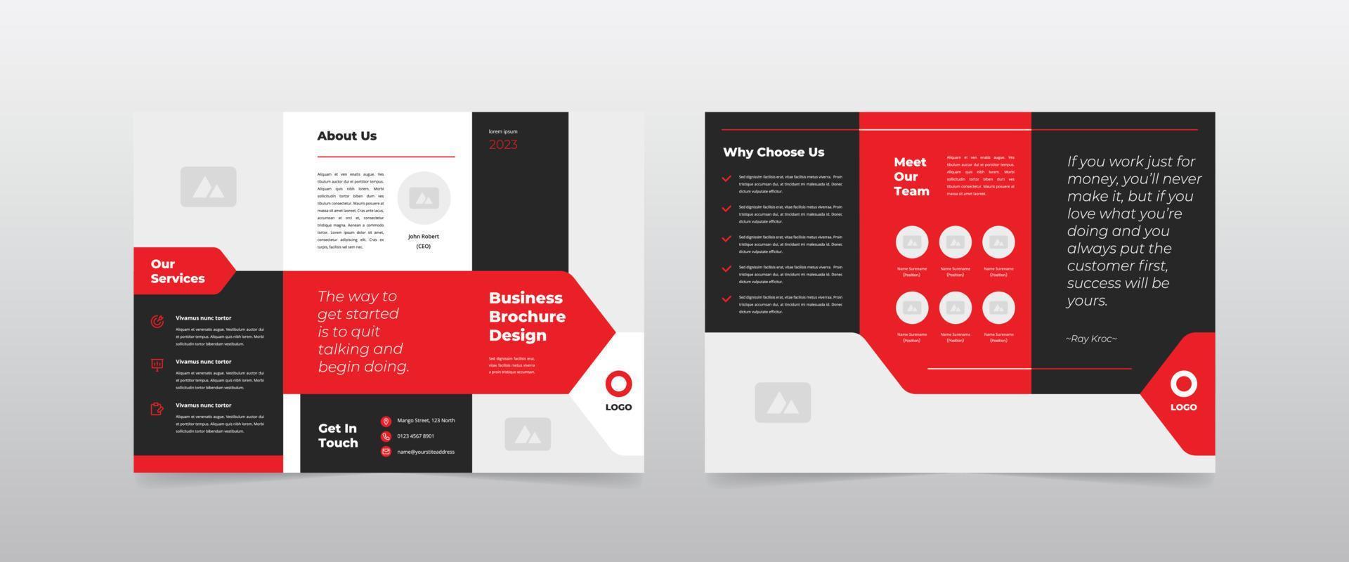 modern rood bedrijf drievoud brochure vector