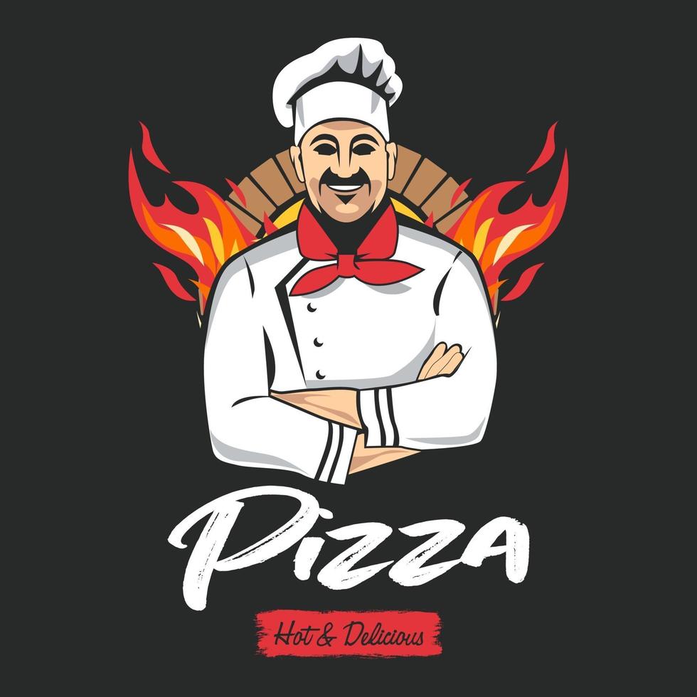 pizza, fastfood-logo of label vector