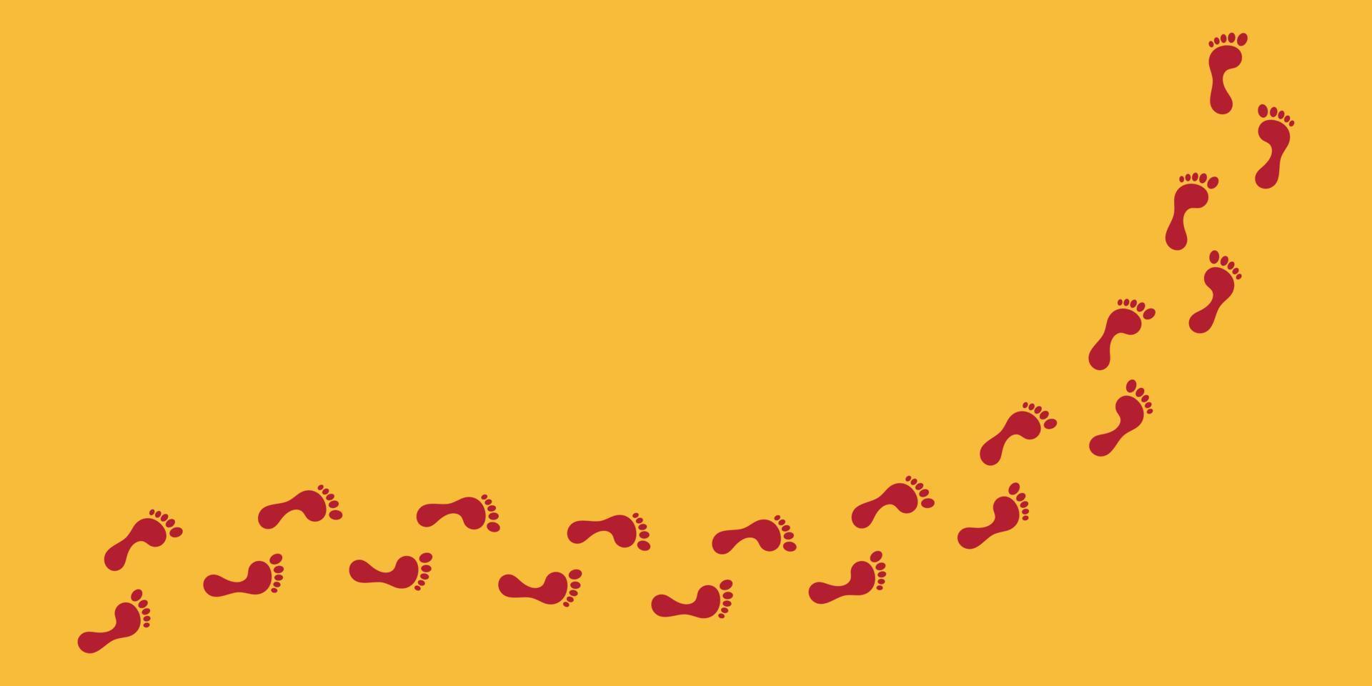 vrouwelijk rood voetafdruk geïsoleerd Aan geel achtergrond. nieuw getrouwd vrouw rood voetafdruk vector illustratie.