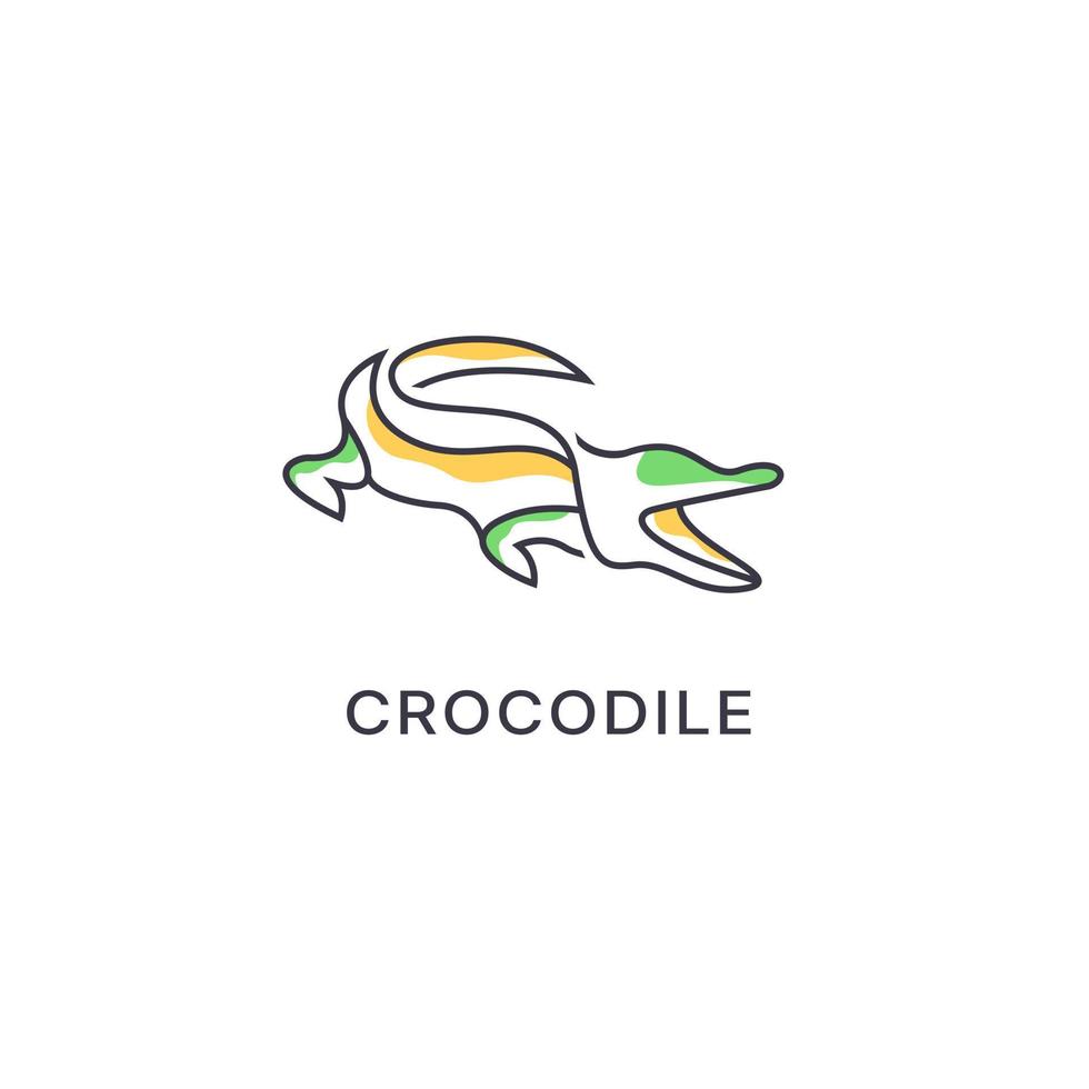 krokodil alligator roofdier reptiel logo icoon symbool, krokodil logo ontwerp met lijn kunst stijl vector