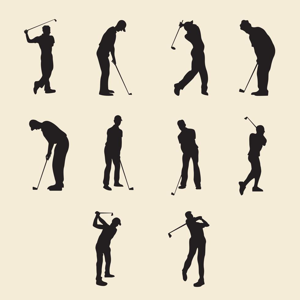 golf silhouet, golfers silhouetten verzameling, vector reeks van golf speler