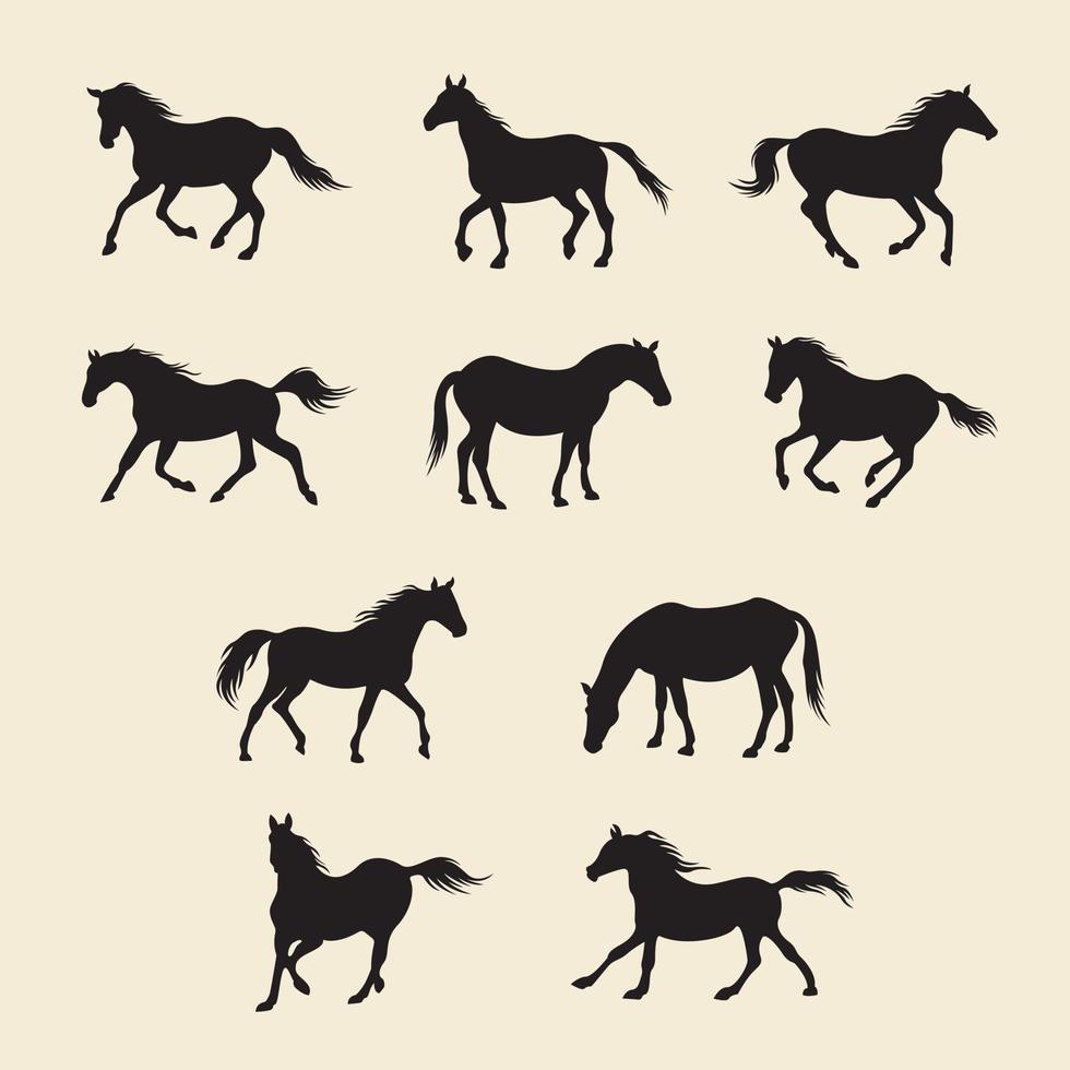 paard silhouet reeks vector illustratie