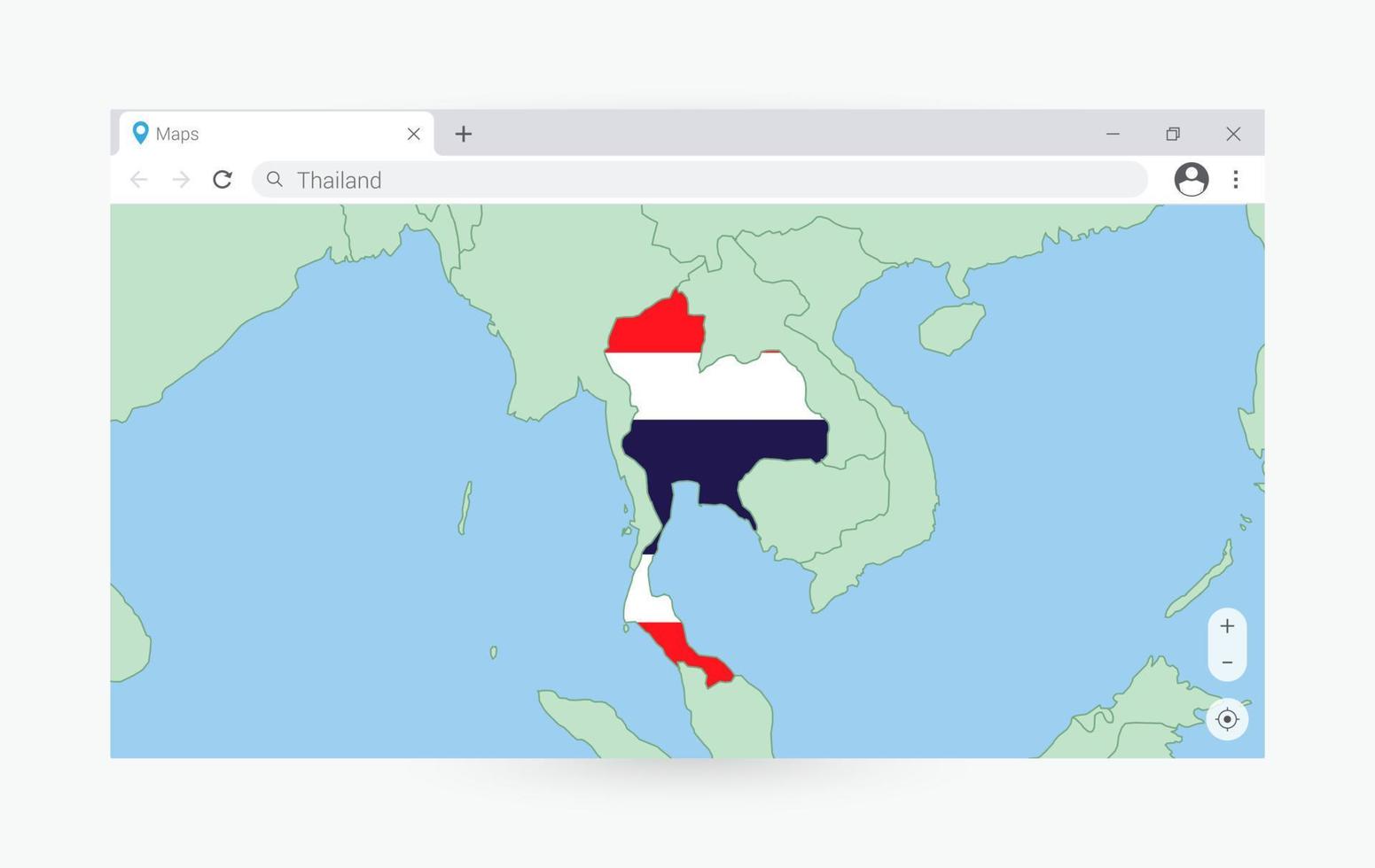 browser venster met kaart van Thailand, zoeken Thailand in internetten. vector