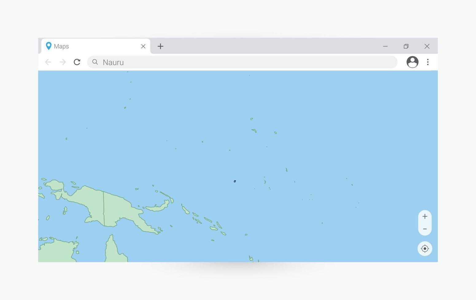 browser venster met kaart van nauru, zoeken nauru in internetten. vector