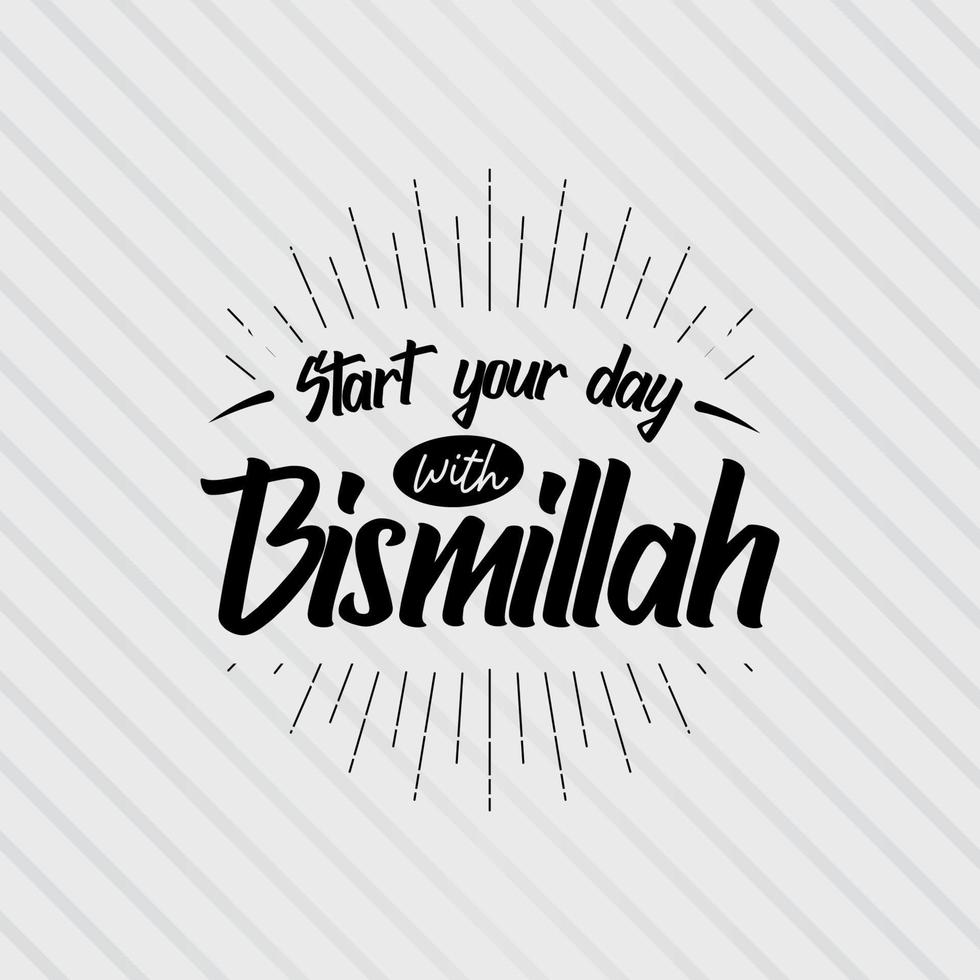 moslim citaat en gezegde achtergrond begin uw dag met bismillah. vector