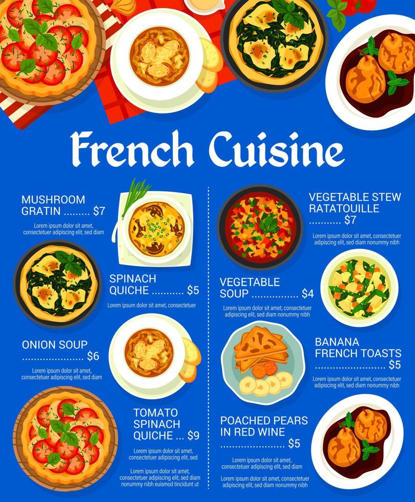 Frans keuken restaurant menu vector sjabloon