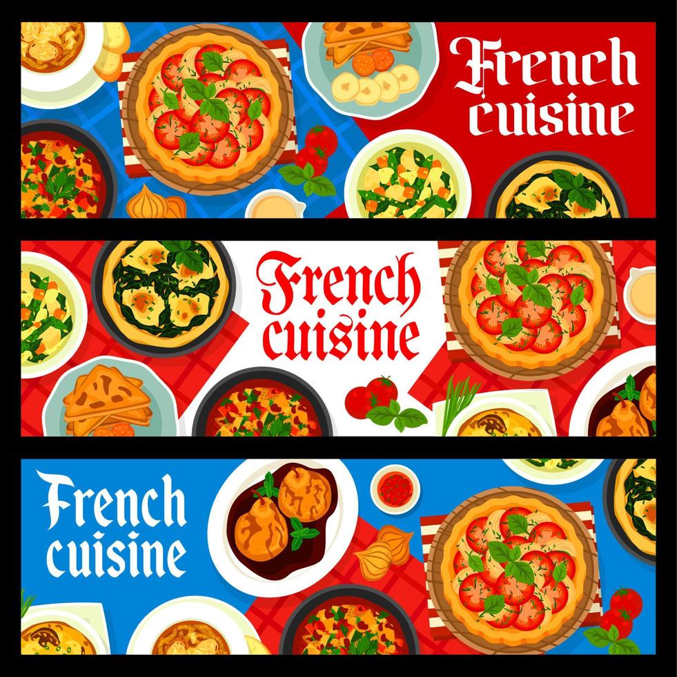 Frans keuken restaurant voedsel vector banners