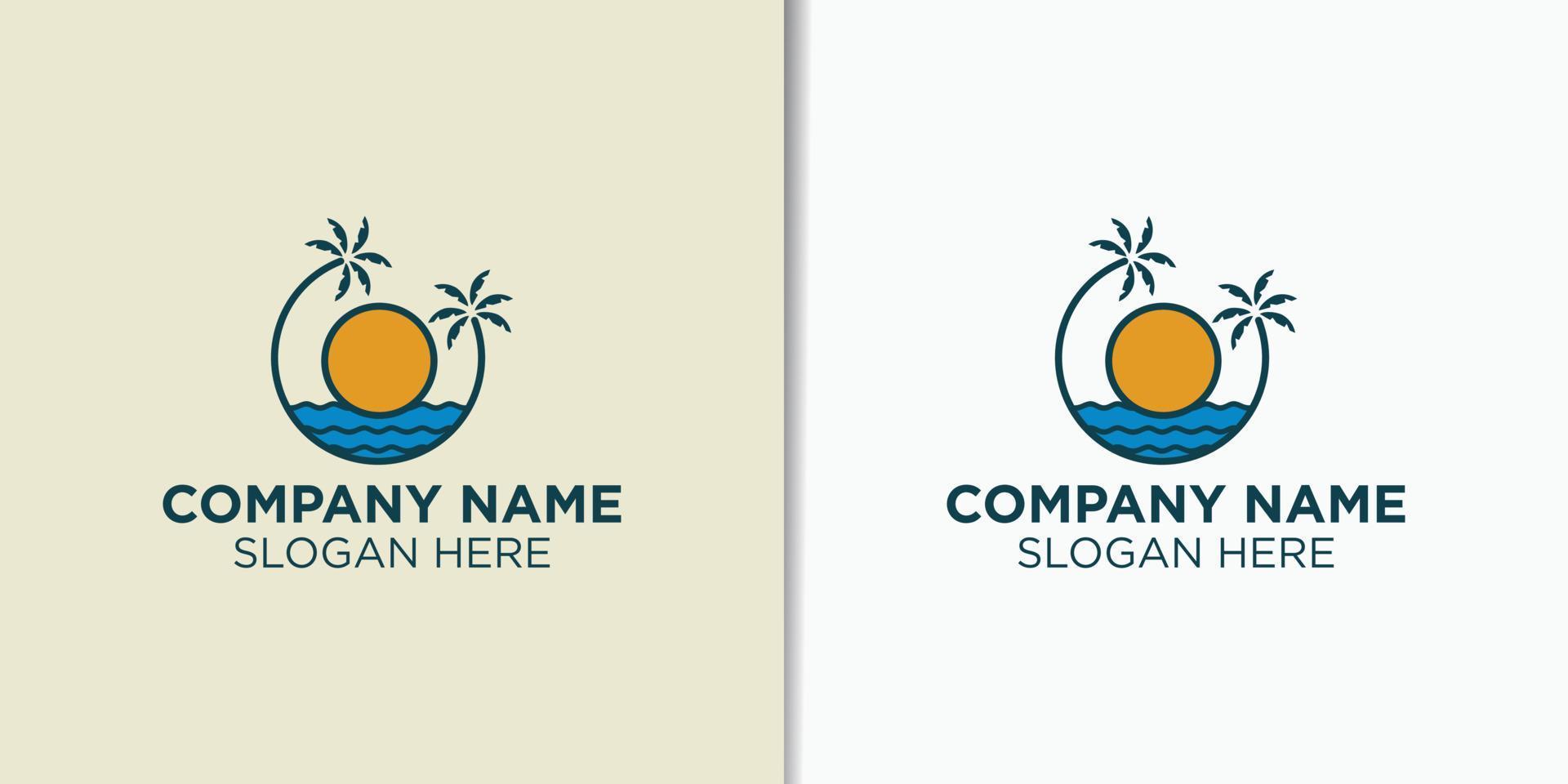 zomer en strand wijnoogst logo ontwerp vector, vakantie logo ontwerp sjabloon vector