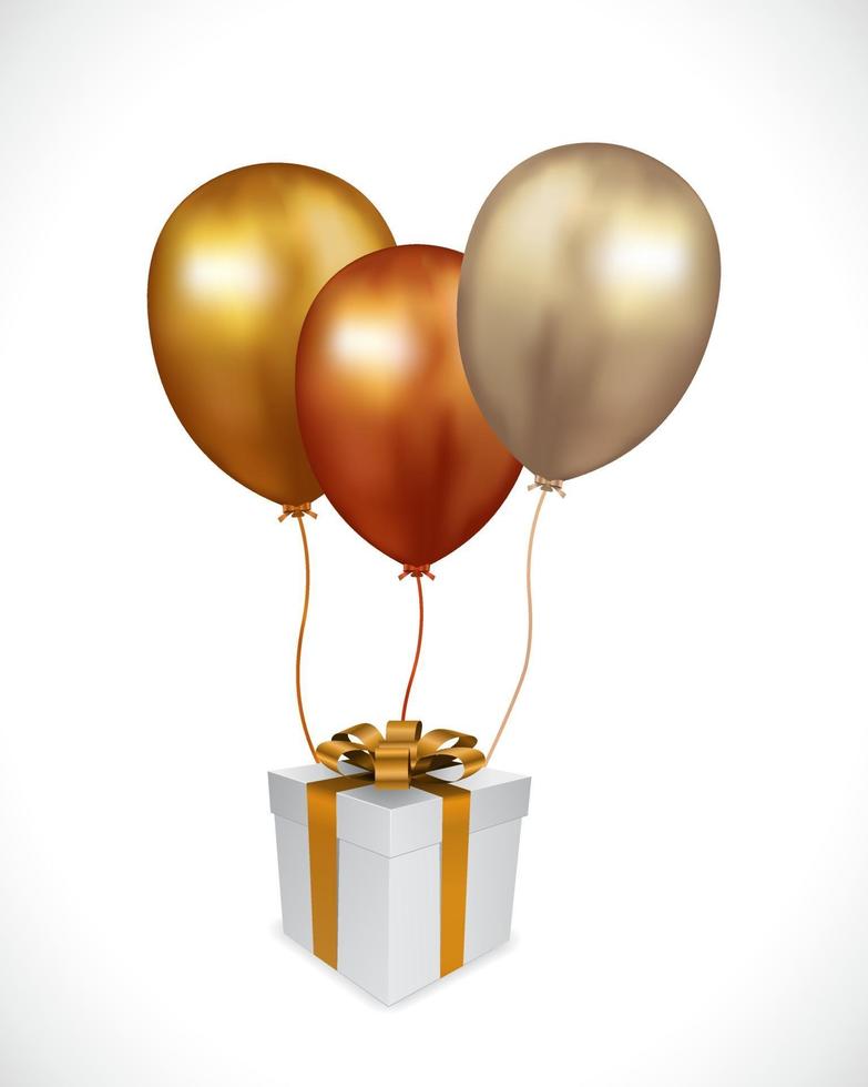 geschenkdoos met gouden ballonnen vector