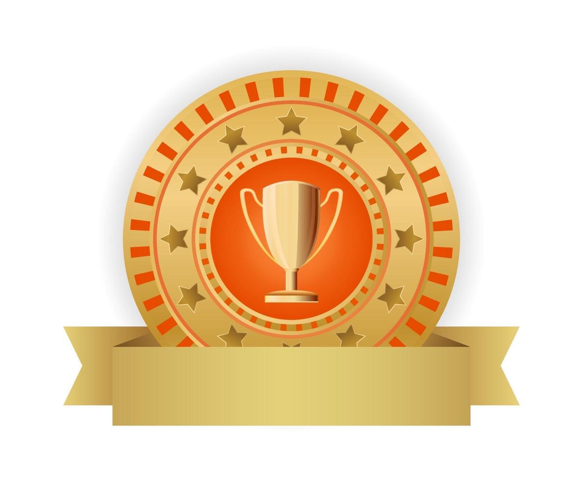 badge met trofee cup vector 3D-pictogram