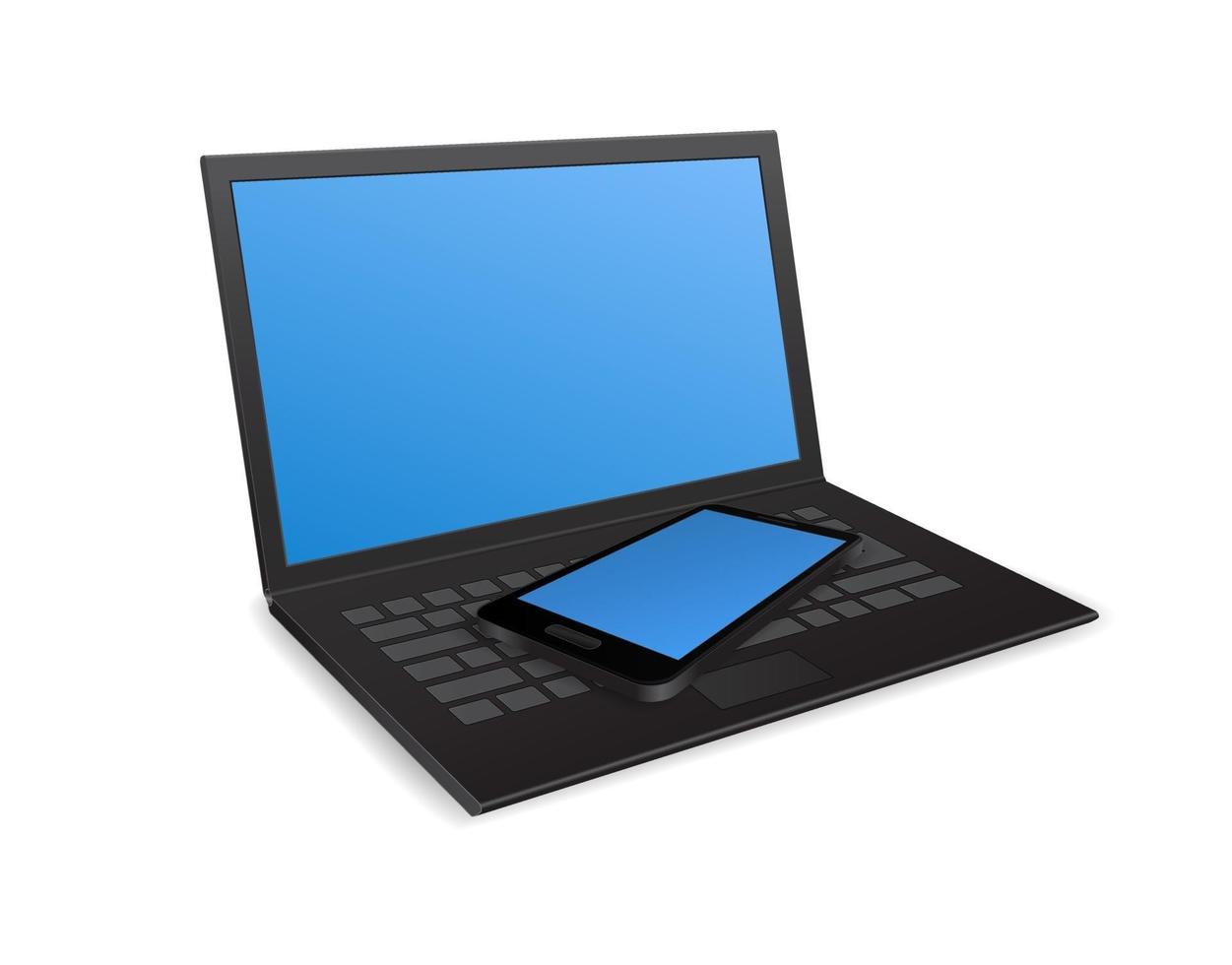 laptopcomputer met smartphone vector