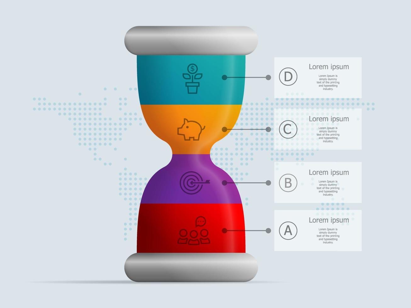 zandloper, zandloper infographics 4 stappen voor bedrijfspresentatie vector