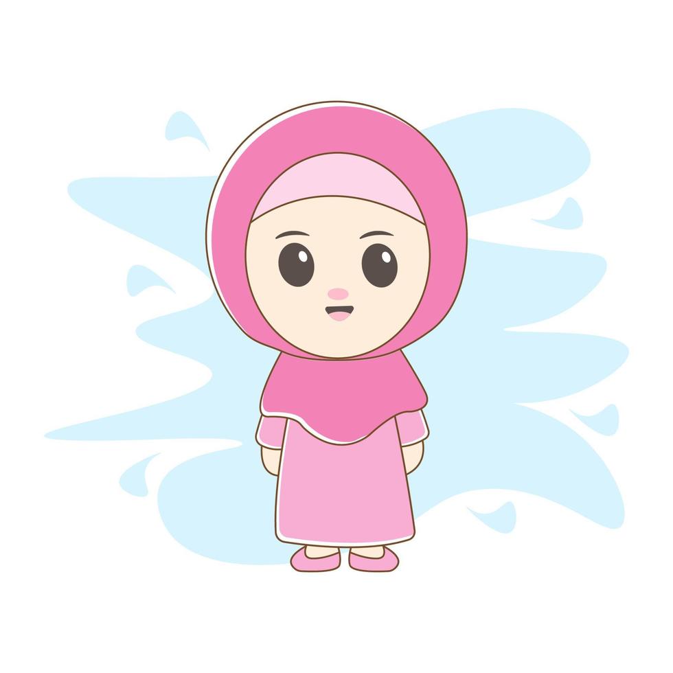 Islamitisch chibi met gemakkelijk achtergrond vector