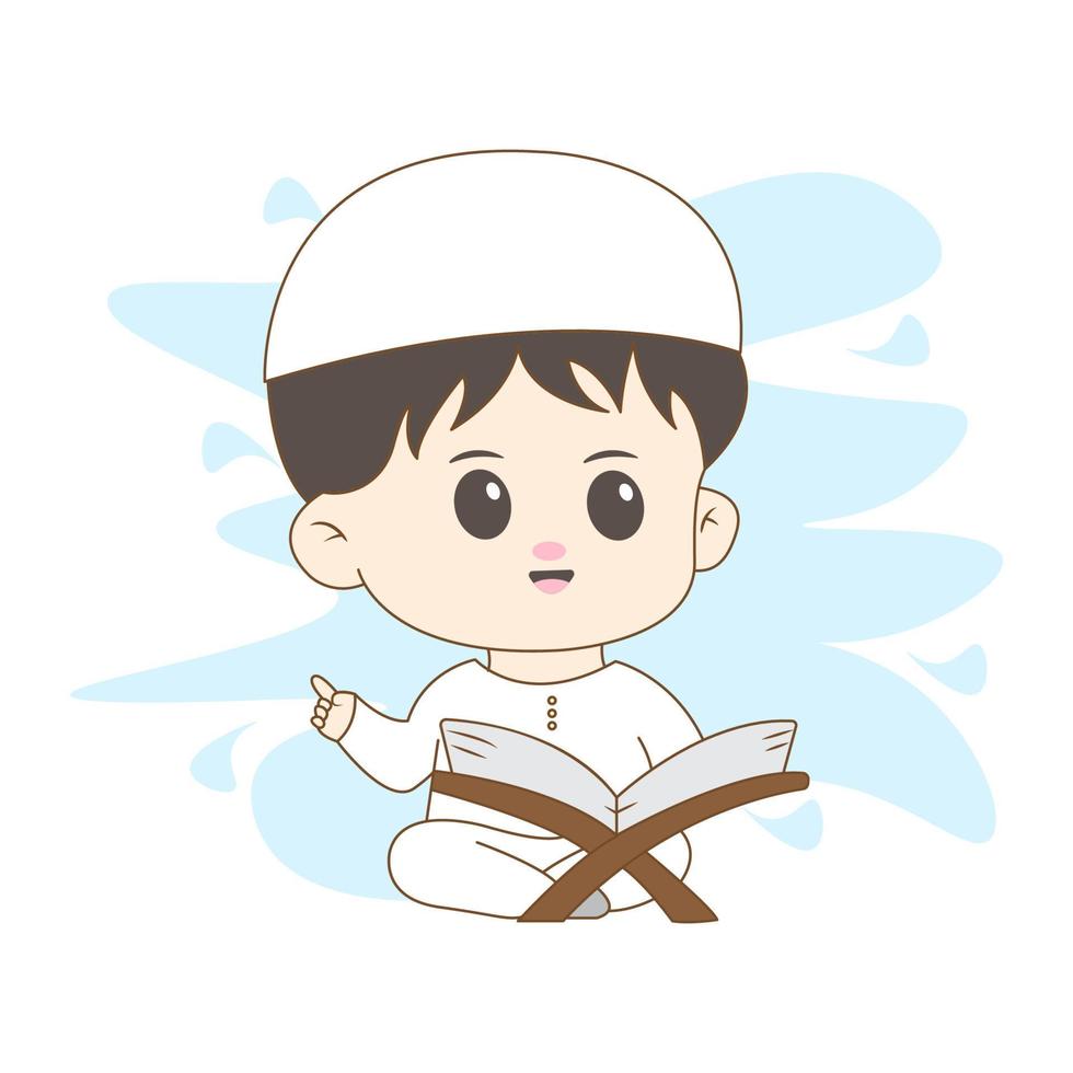 Islamitisch chibi met gemakkelijk achtergrond vector