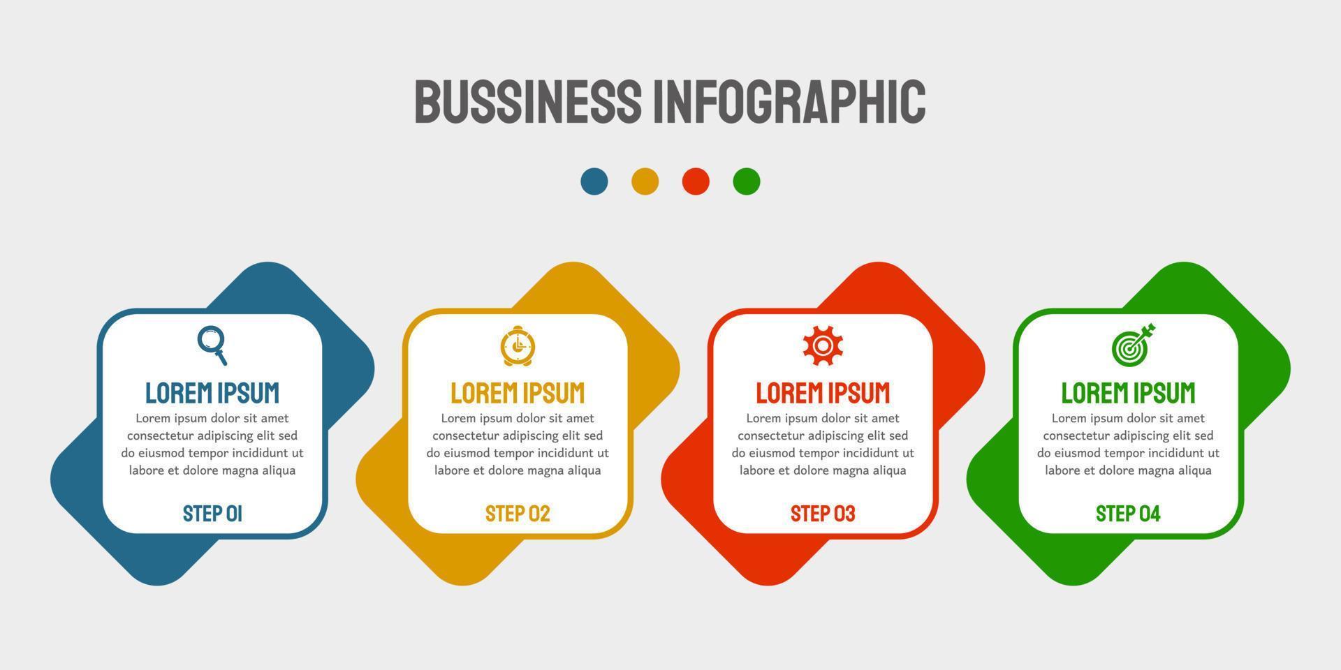 vector bedrijf infographic ontwerp met pictogrammen en 4 opties of stappen. gebruikt voor presentaties, workflow lay-out, banier, stroomschema.