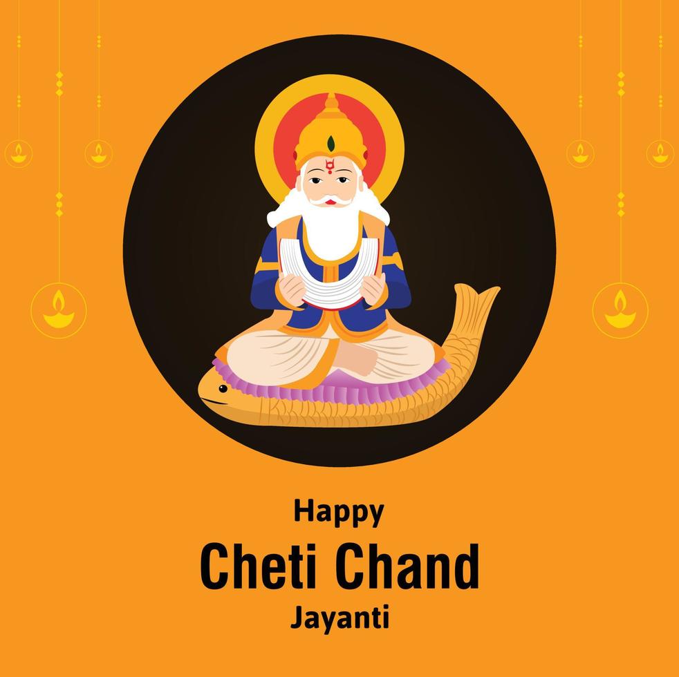 gelukkig cheti chand Jayanti jhulelal Jayanti heer cheti chand vector illustratie