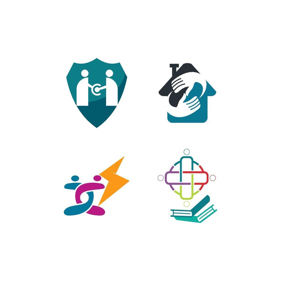 inzet teamwerk samen zakelijke illustratie logo set vector