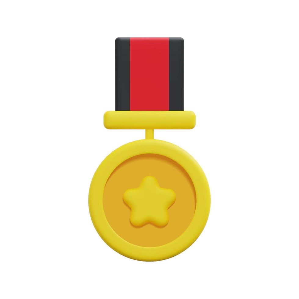 3d kwaliteit garantie medaille met ster en lint icoon vector. geïsoleerd Aan wit achtergrond. 3d prijs, winnaar en prijs concept. tekenfilm minimaal stijl. 3d insigne icoon vector geven illustratie.