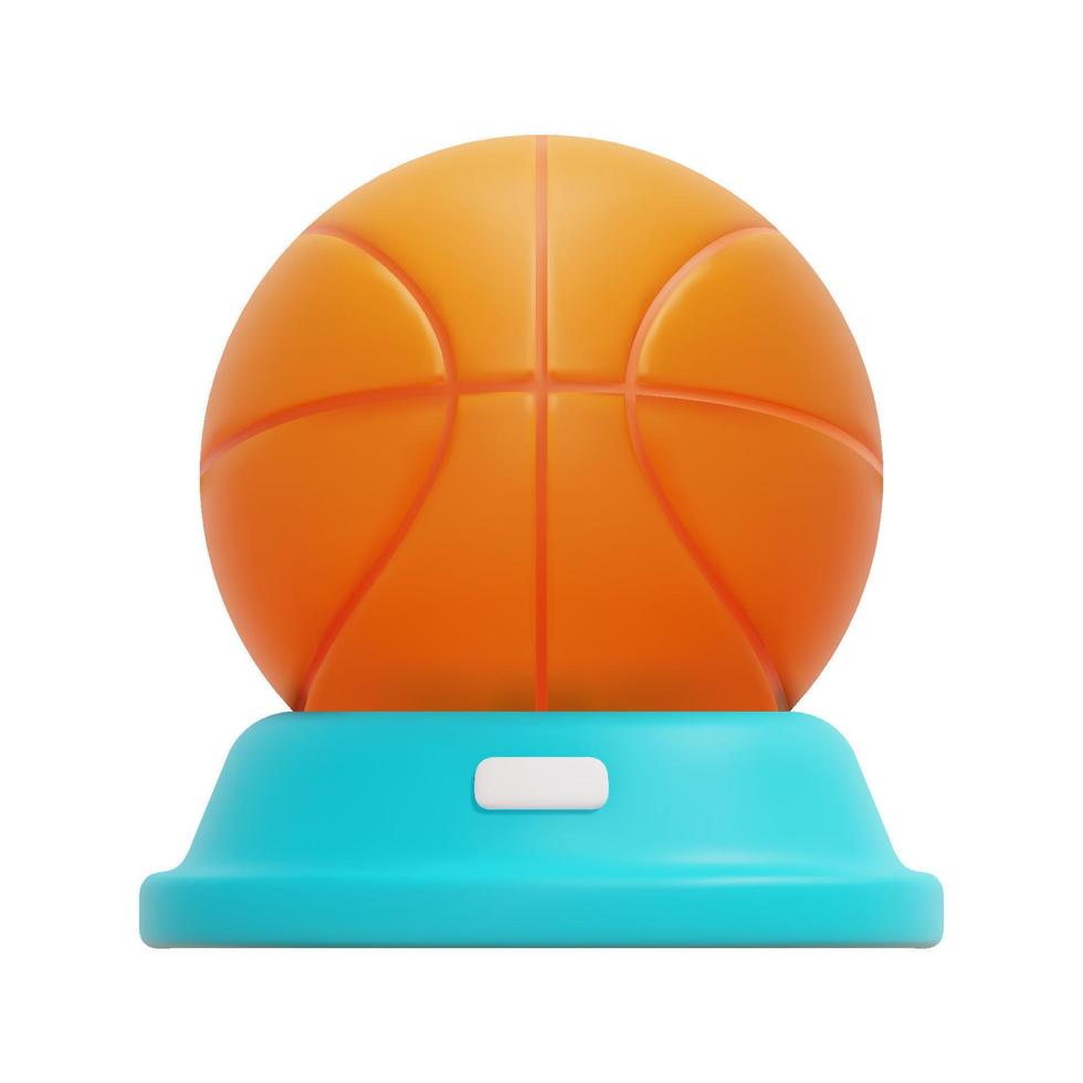 3d trofee icoon vector. geïsoleerd Aan wit achtergrond. 3d basketbal en uitrusting concept. tekenfilm minimaal stijl. 3d basketbal icoon vector geven illustratie.