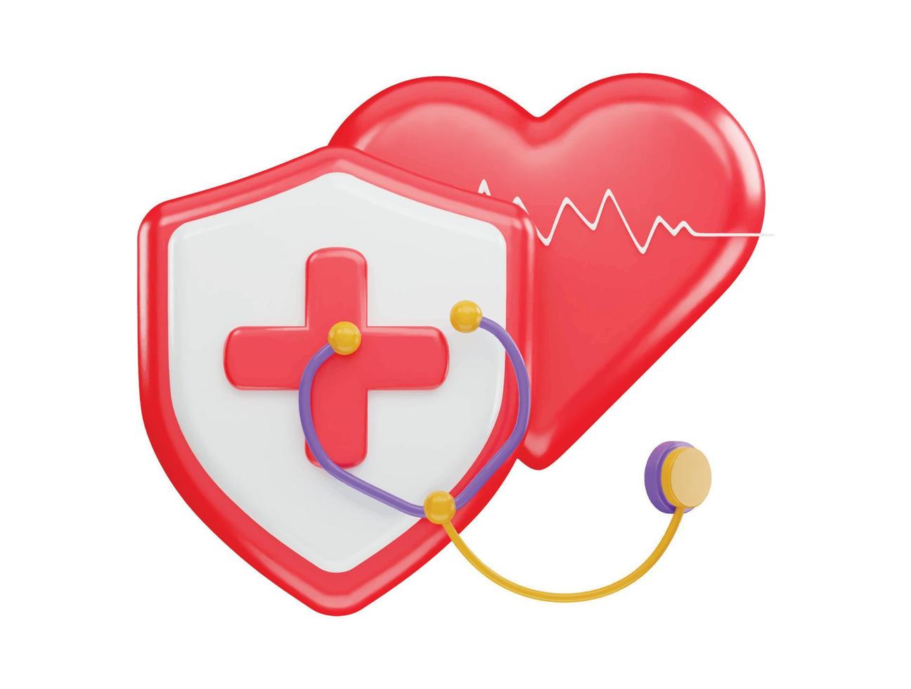 rood hart met pulse lijn met diagnostisch icoon met 3d vector icoon illustratie transparant element