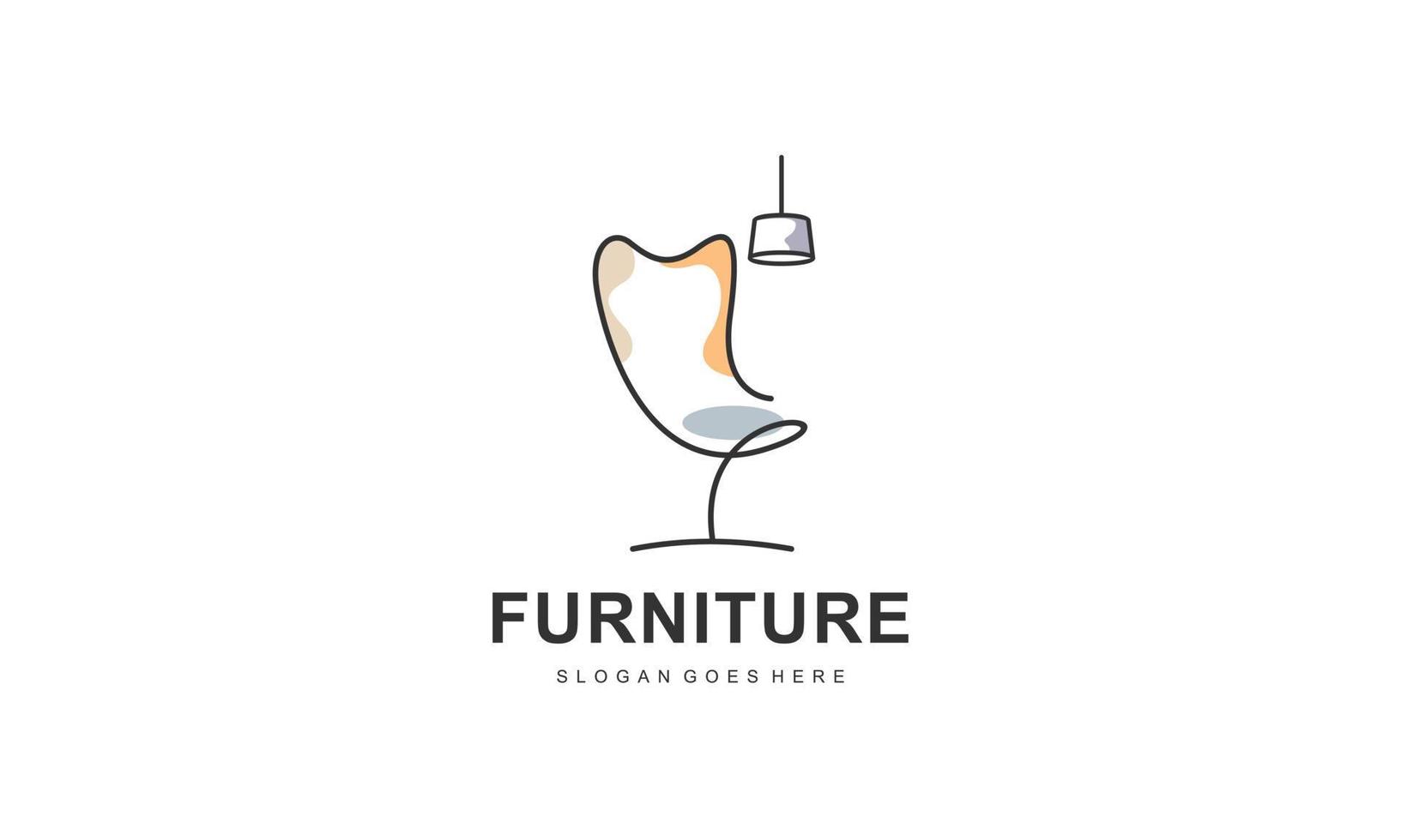 modern meubilair logo ontwerp met abstract lijn concept vector