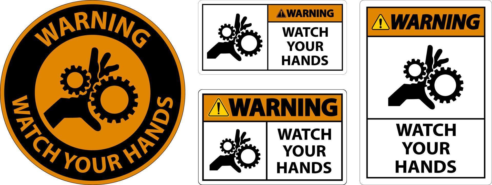 waarschuwing teken kijk maar uw handen en vingers vector