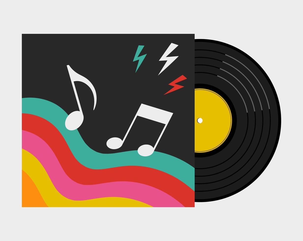 vinyl Vermelding met album Hoes Aan pakket muziek- retro wijnoogst concept vlak stijlvector illustratie vector