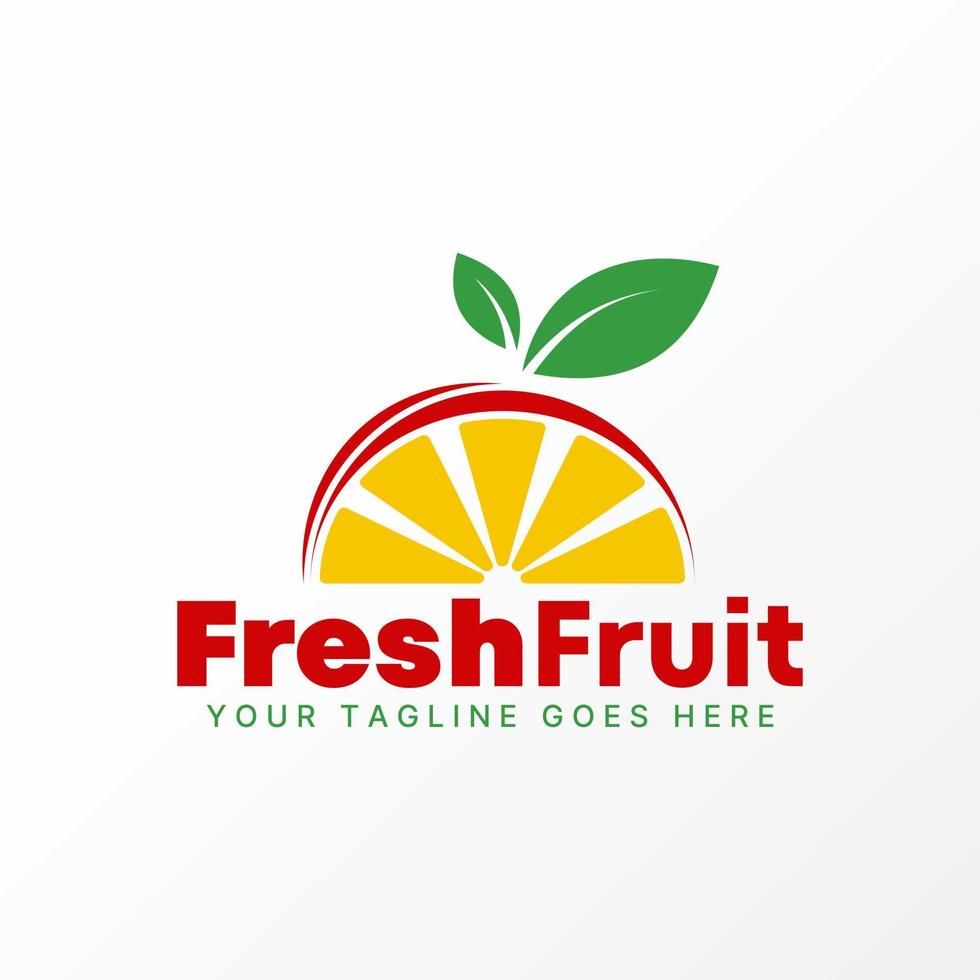 logo ontwerp grafisch concept creatief premie vrij vector voorraad uniek 3d voor de helft zoet oranje fruit drinken met blad. verwant naar vers citroen natuur veganistisch