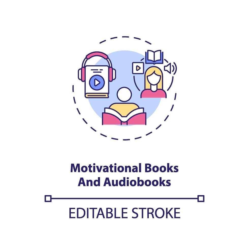 motiverende boeken en audioboeken concept pictogram vector