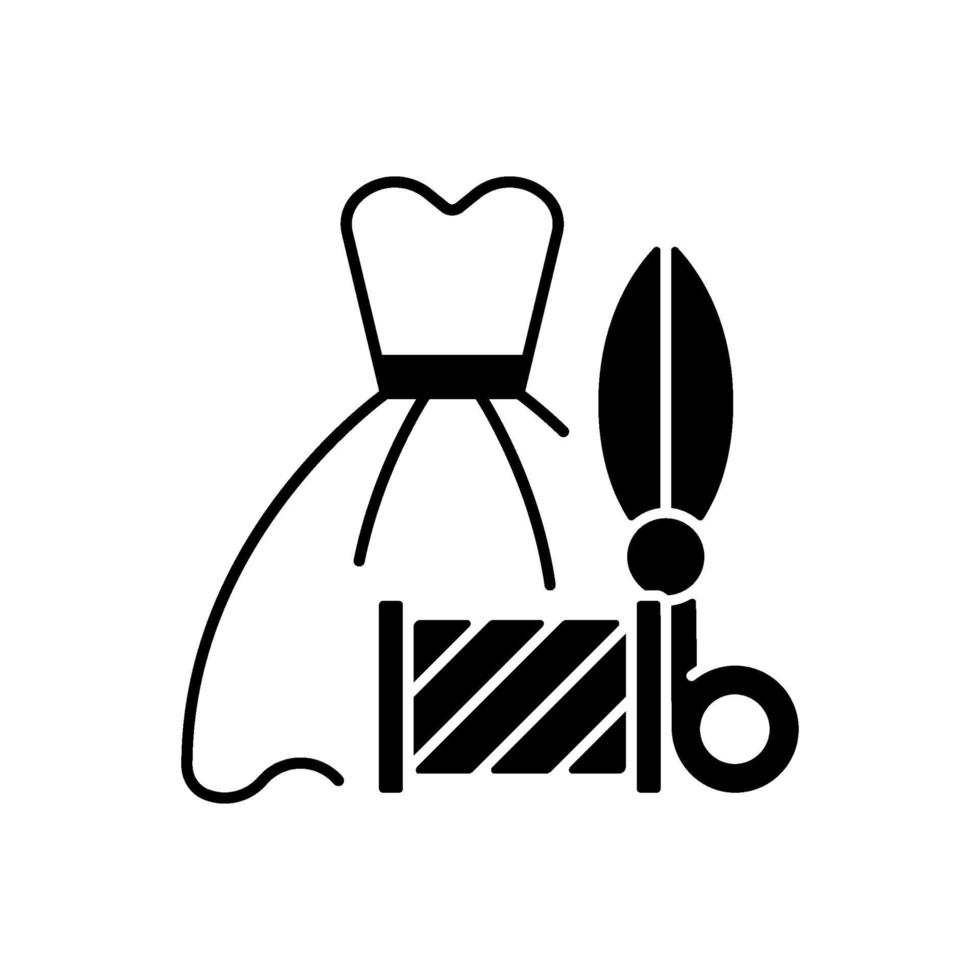 bruiloft en prom jurk wijzigingen zwart lineair pictogram vector