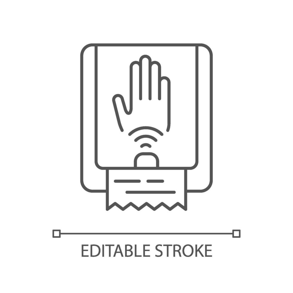 Touchless handdoek dispenser lineaire pictogram vector