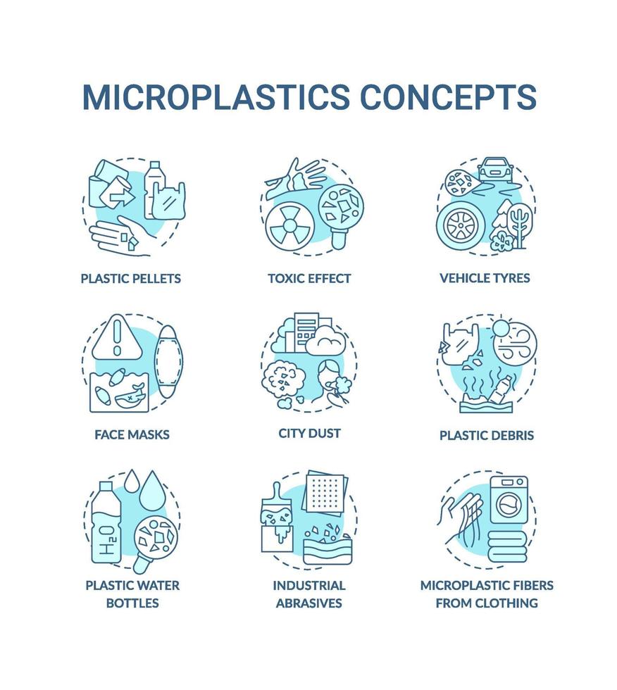 microplastics concept pictogrammen instellen vector