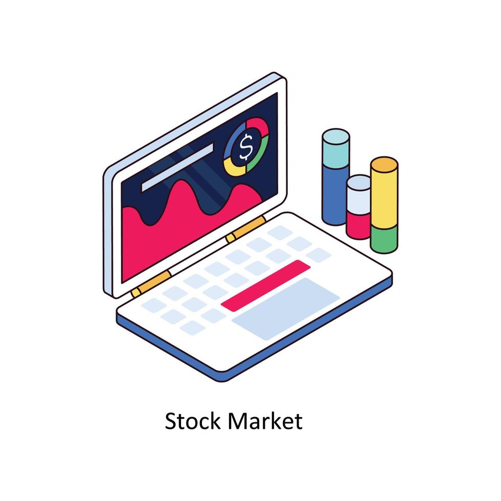 voorraad markt vector isometrische pictogrammen. gemakkelijk voorraad illustratie voorraad