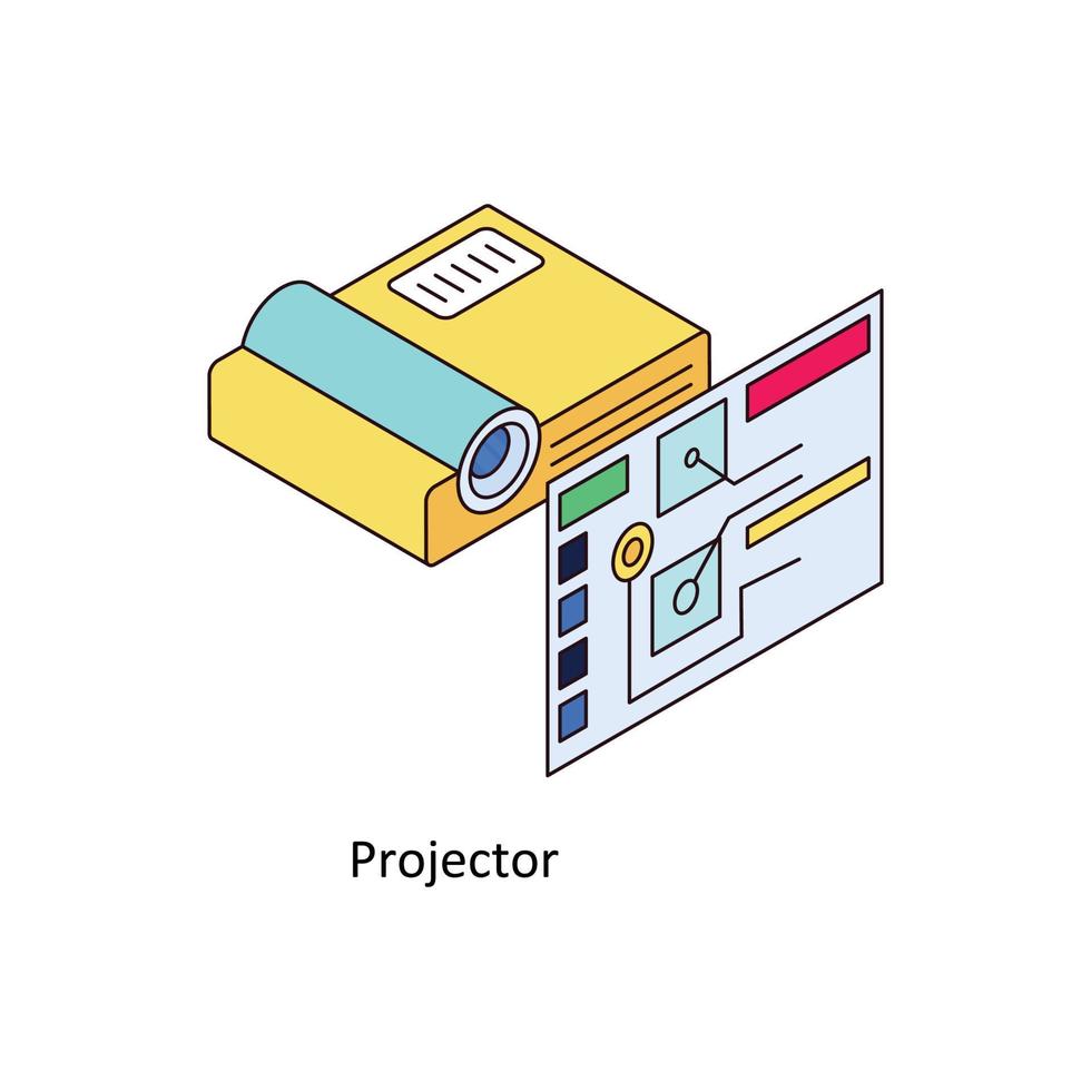 projector vector isometrische pictogrammen. gemakkelijk voorraad illustratie voorraad