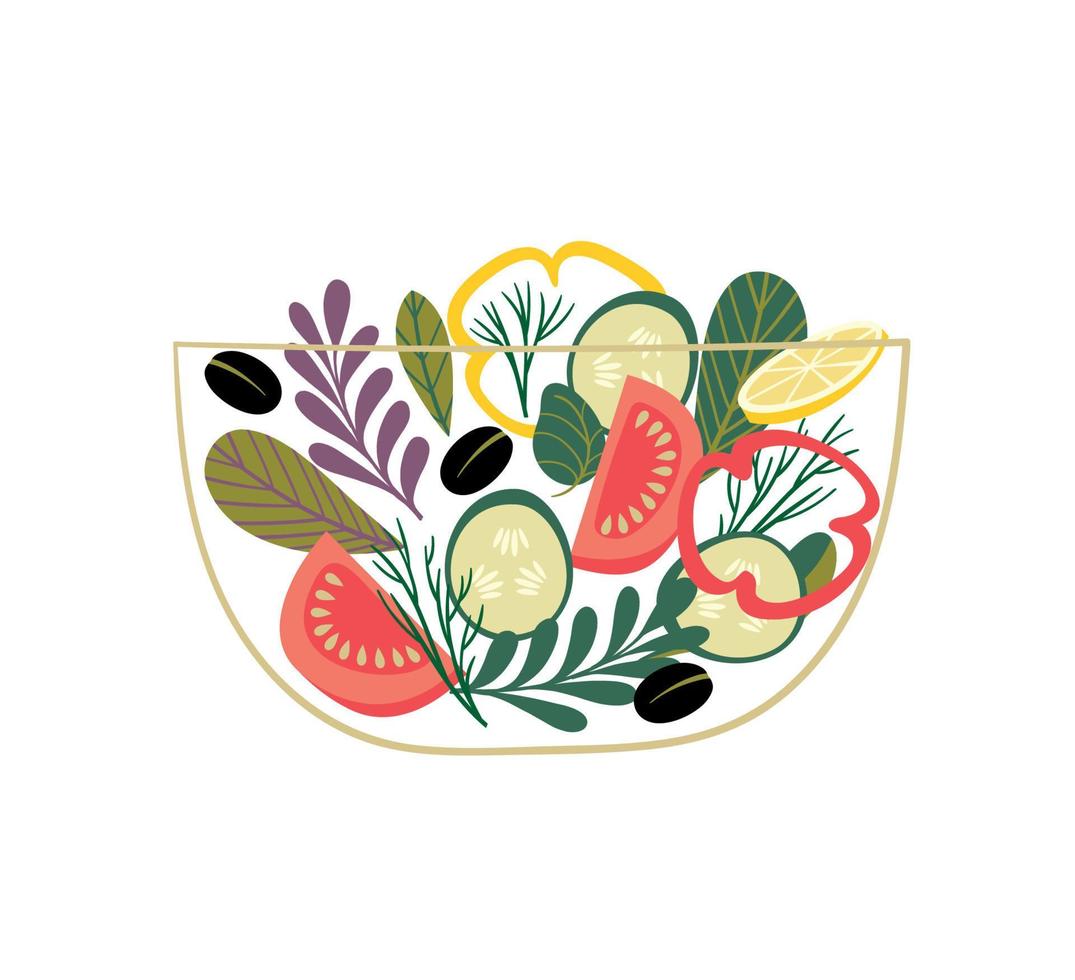 vector illustratie van groente salade. gezond voedsel. geïsoleerd ontwerp