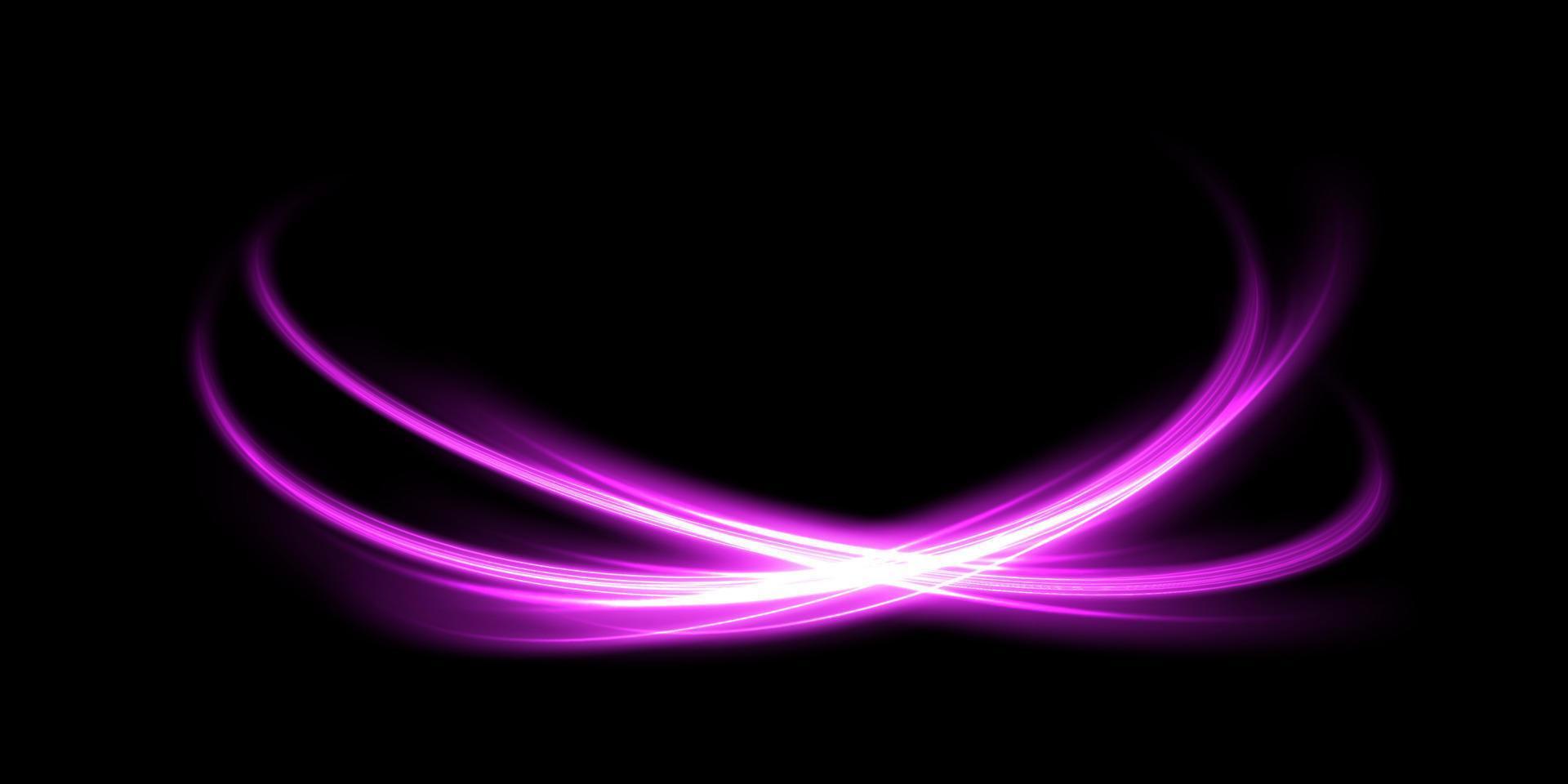 abstract licht lijnen van beweging en snelheid in Purper. licht elke dag gloeiend effect. halfronde Golf, licht spoor kromme wervelen, auto koplampen, gloeiend optisch vezel png. vector